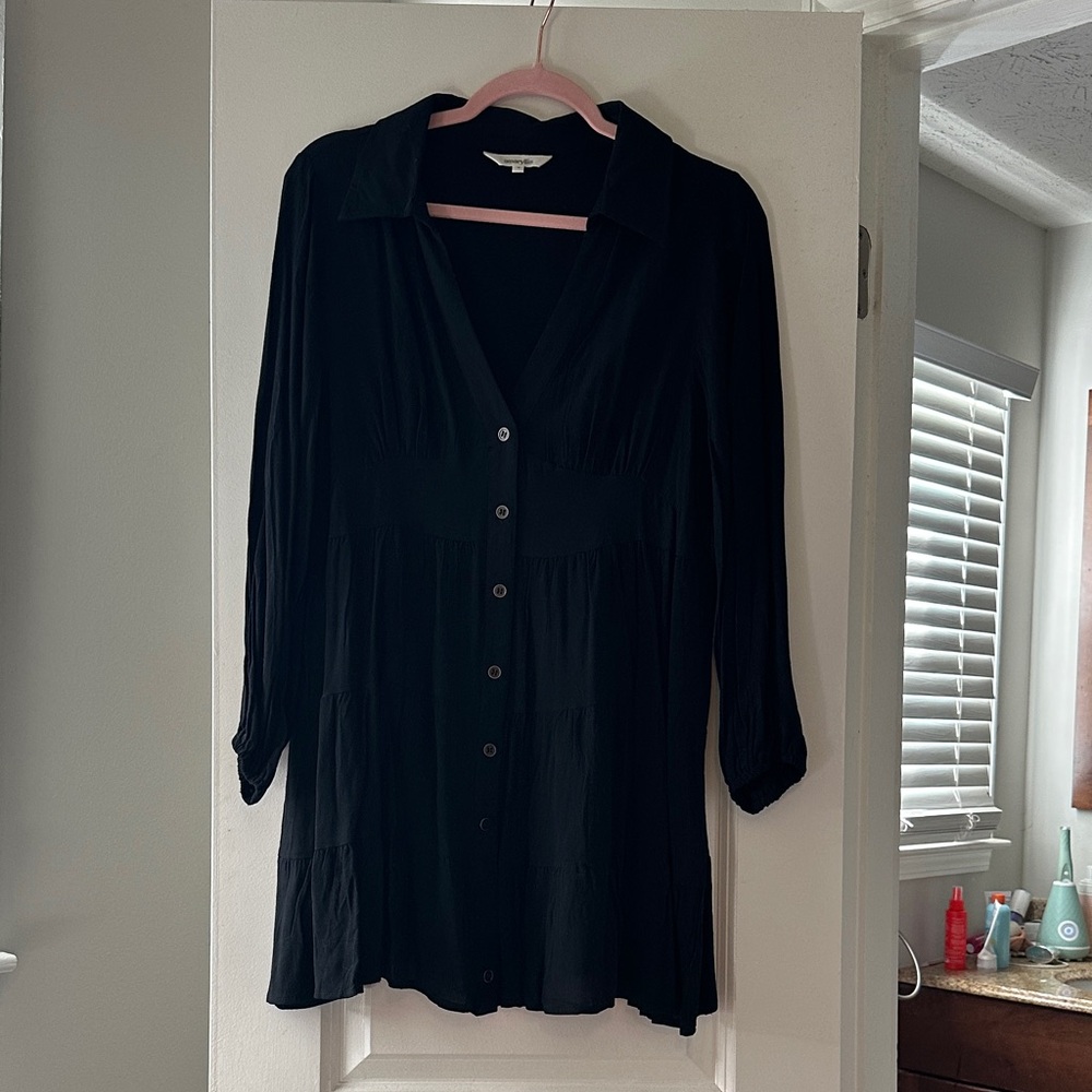 Amaryllis Black Button Down Dress